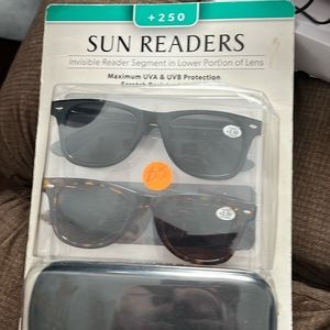 Sun readers 2 pairs of glasses and a case